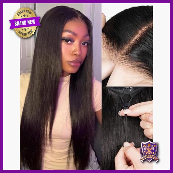 Human Hair Glueless Lace Front Wig 20 Inch Straight Adjustable Daily Wear